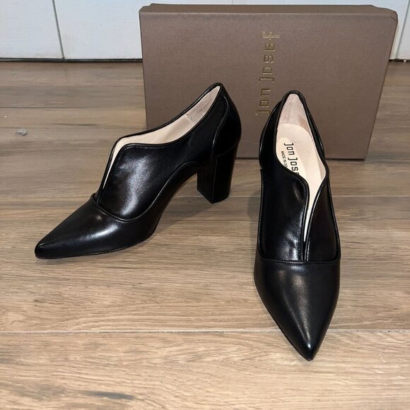 NWT ANTHROPOLOGIE Jon Josef Mamas Black Leather Pointed Toe Heeled Shoes Size 5 - Picture 3 of 8
